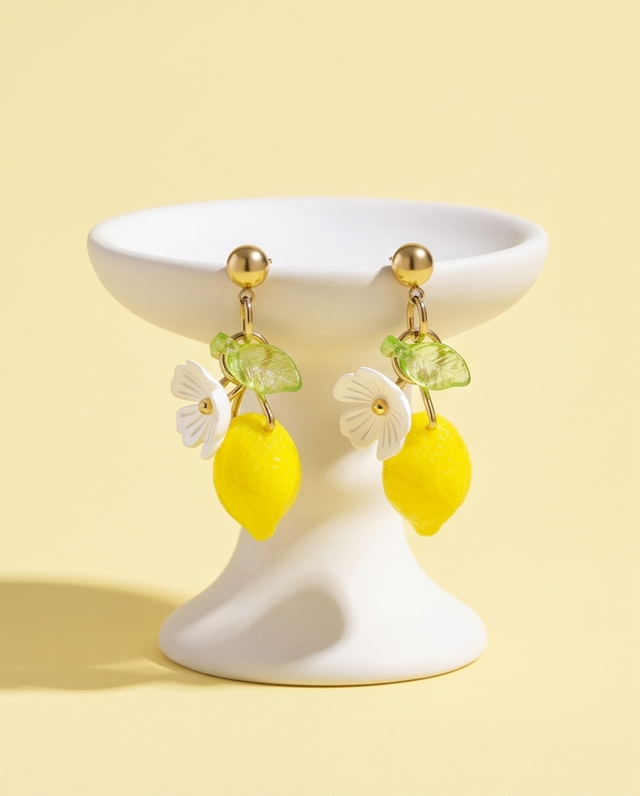 🍋 Oorbellen Citroen & Bloem – Frisse en energieke elegantie