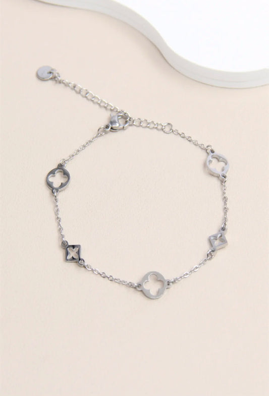 Bracelet Trèfle et Étoiles: argenté