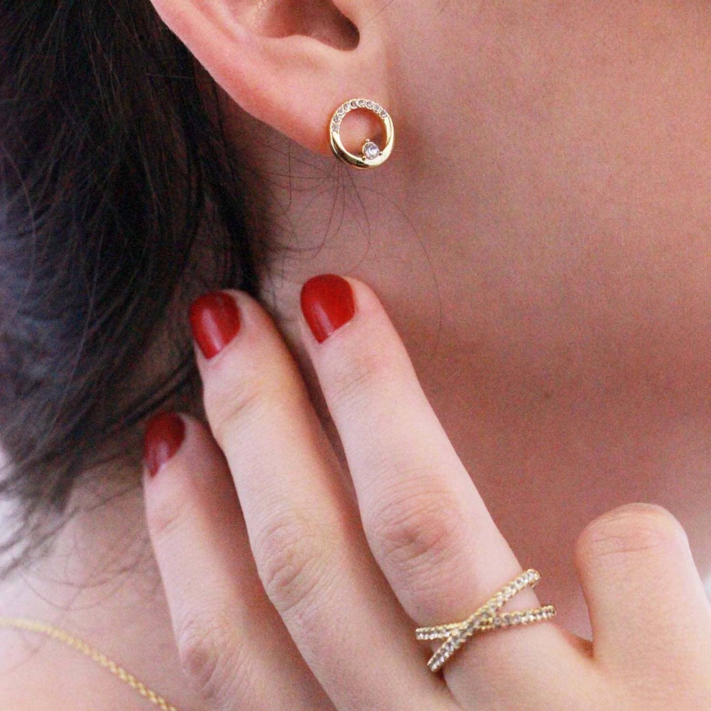 Boucles d'oreilles Clarine - Doré et Cristal