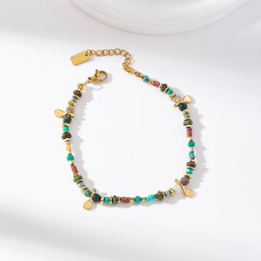 Bracelet chaîne simple  - Maya: Turquoise africaine