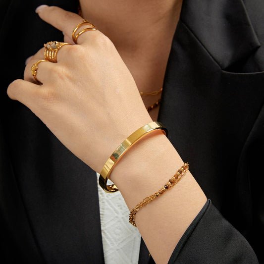Bracelet multi-rangs avec perles de pierres - July: Oeil de tigre