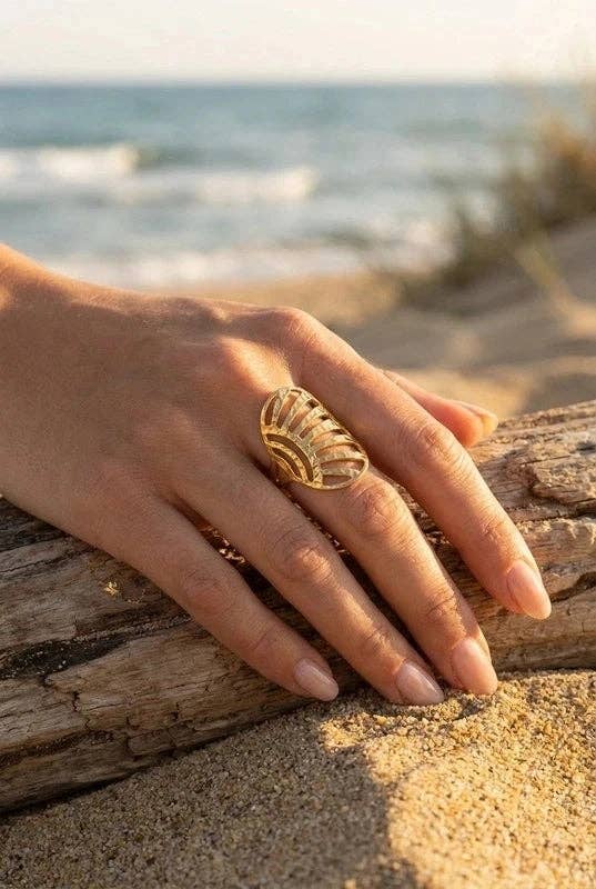 Brede ring met zonne-effect van roestvrij staal – Goud of zilver