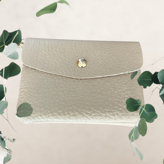Porte monnaie double beige foncé