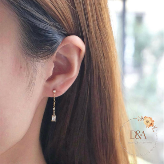 Boucles d'oreilles pendantes strass Ini: Blanc