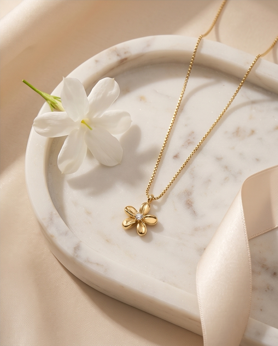 Stainless steel Flower necklace – Glow effortless