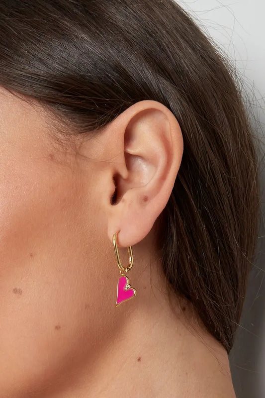 Boucles d’oreilles cœur Fushia