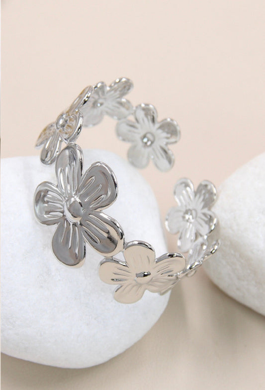Bracelet Jonc Ajustable Fleur