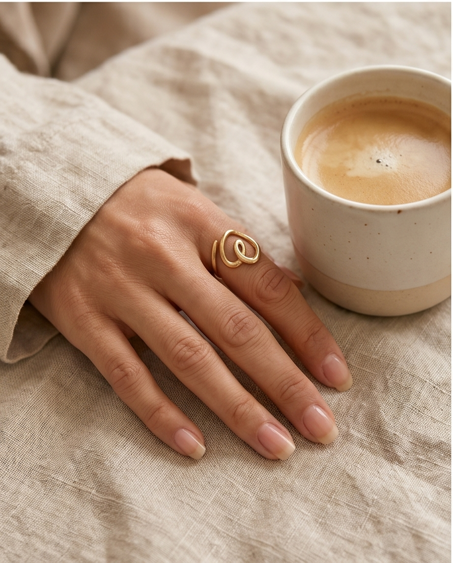 Waterproof gold-plated stainless steel Périna ring