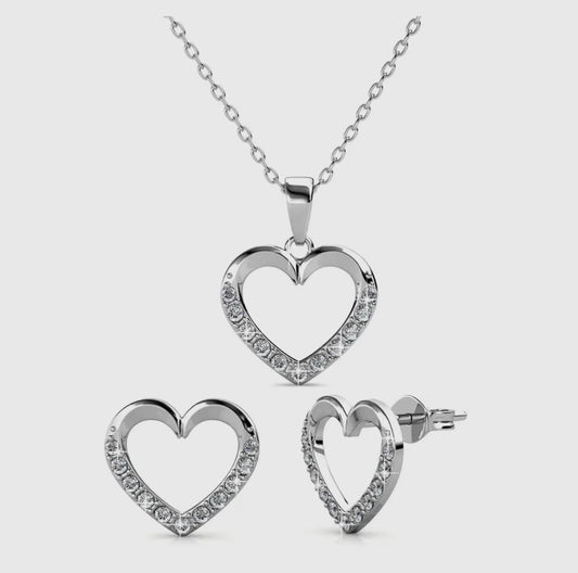 Locked Heart Lovett twee set - Zilver en kristal