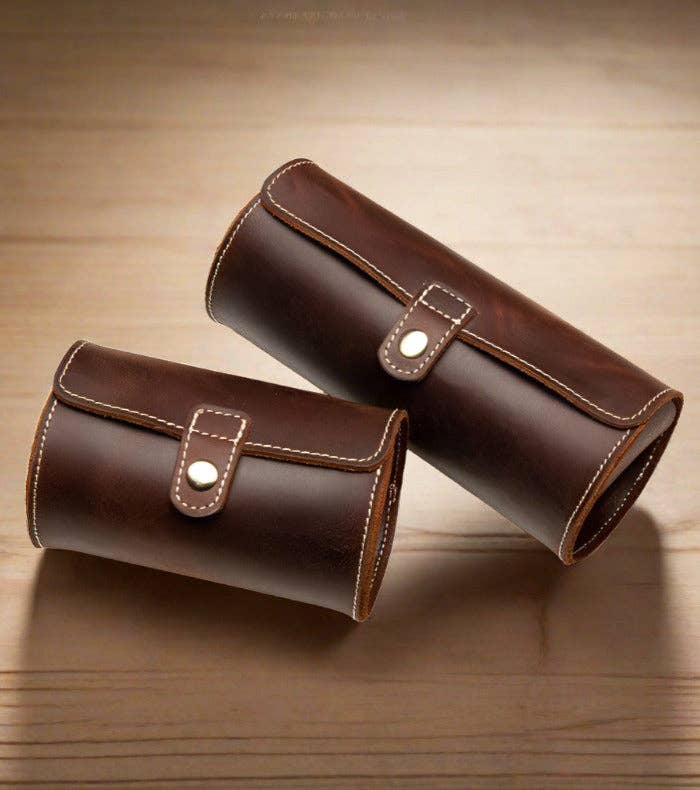 Boîte à montres en cuir, sac à montre à boucle ronde: Style court