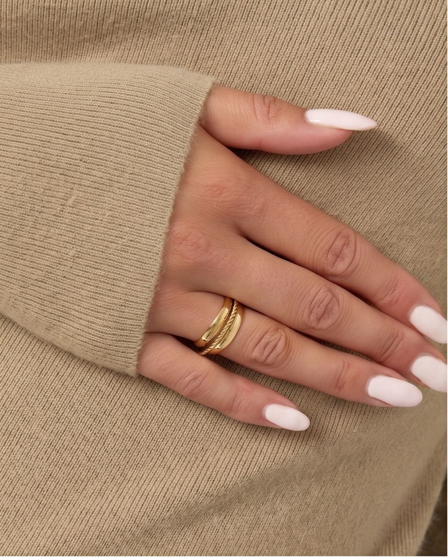Bague Triple dorée en acier inoxydable waterproof 💛