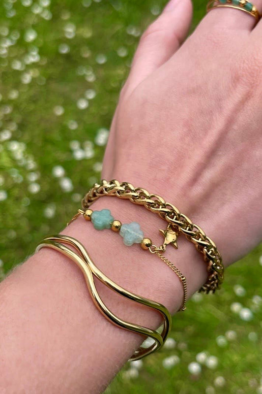 Groene/gouden sterrenarmband