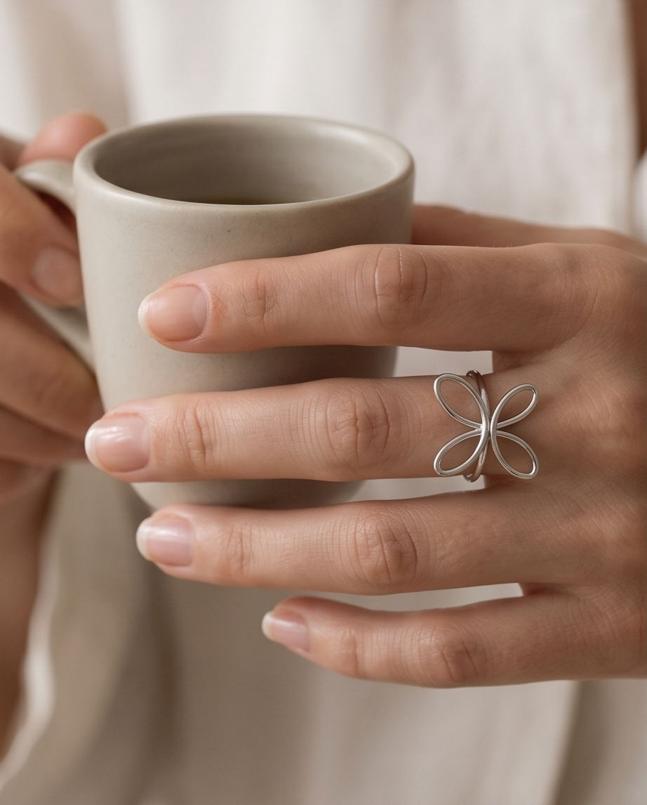 Flower Ring – adjustable stainless steel