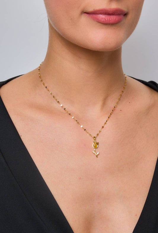 Colliers Rose en acier inoxydable jaune et or