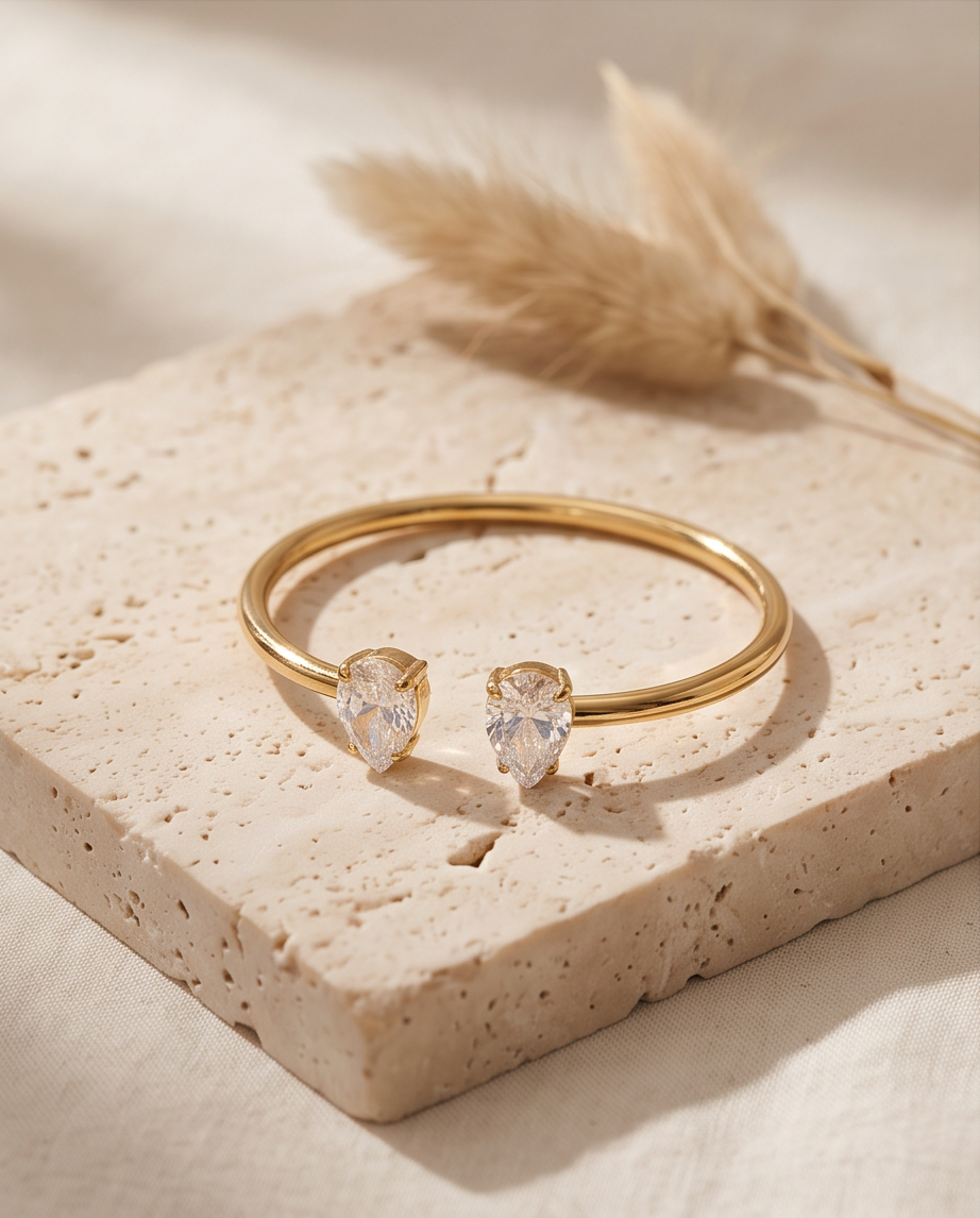 Elise Cuff Bracelet in Stainless Steel – Gold or Silver Plated