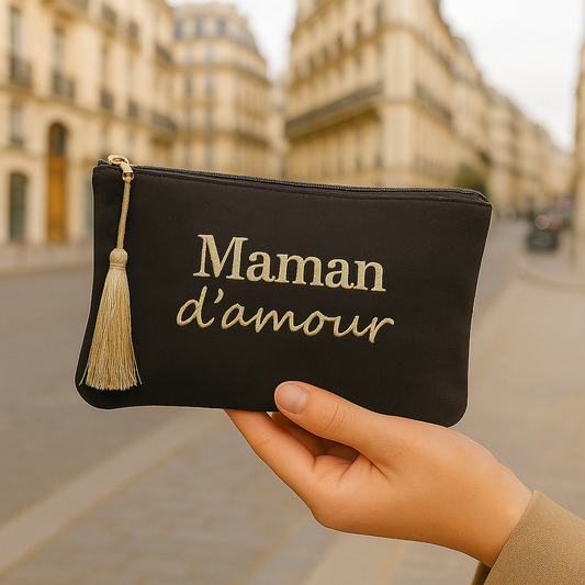 Pochette en velour: Maman d’amour noir