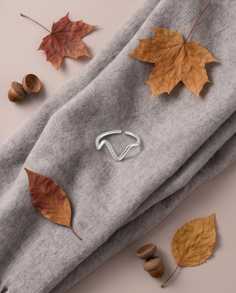 Bague Ondine en acier inoxydable argentée