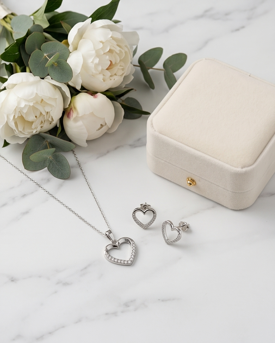 Sieradenset Love - Zilver en Kristal - Elegante zachtheid