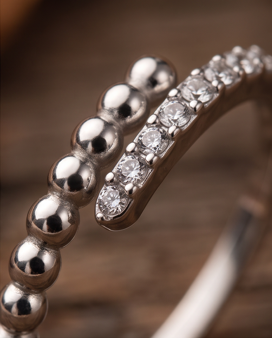 Lyra silver stainless steel ring
