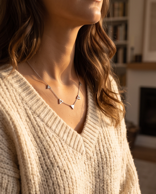 Collier triangles géométriques en acier inoxydable – Doré ou argenté