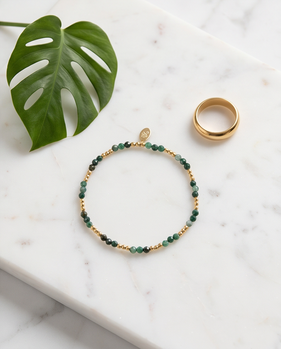 Green Pearl Bracelet – Gold 💚✨