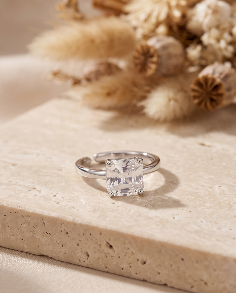 Sélène ring in silver-plated stainless steel