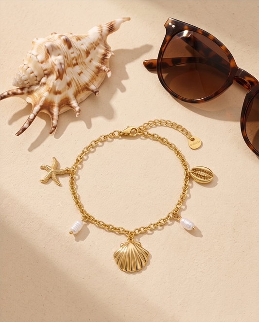 Bracelet Coco - doré coquillage & étoile de mer