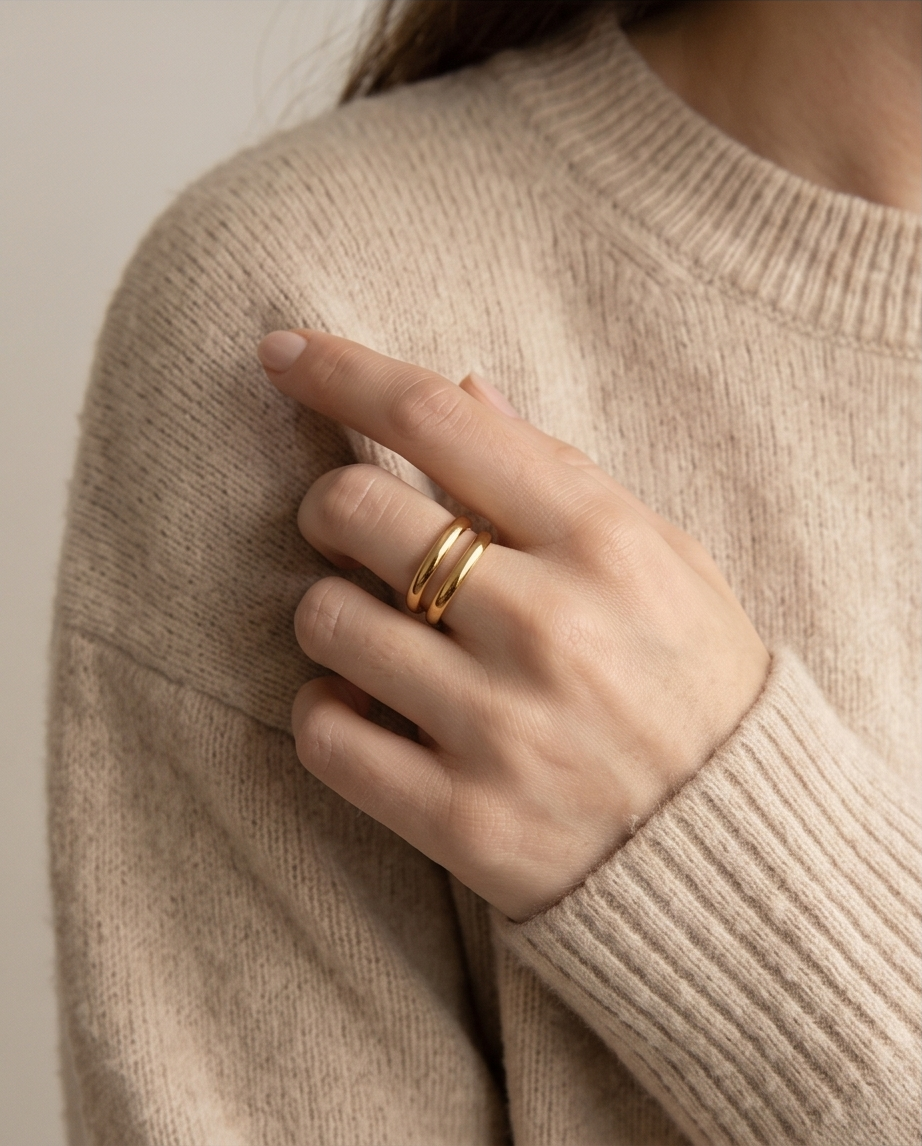 Dubbele ring falanxring: goud