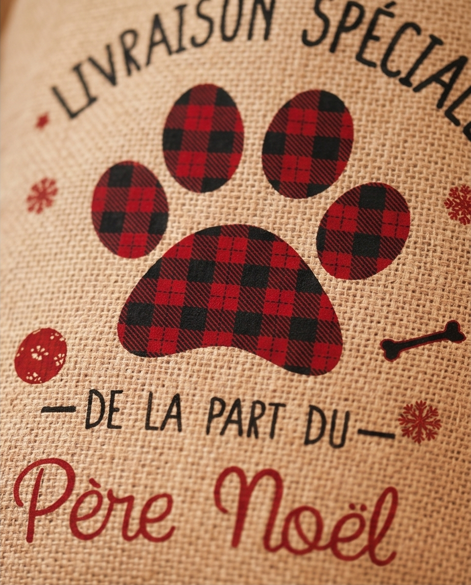 Juten kerstcadeauzakje – Speciale levering kat & hond