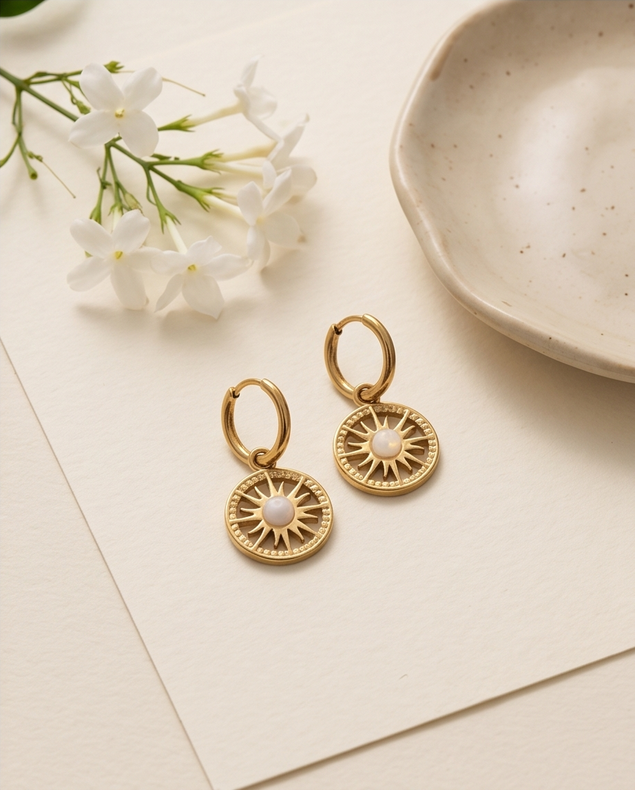 Boucles d’oreilles Ophélie – Agate blanche