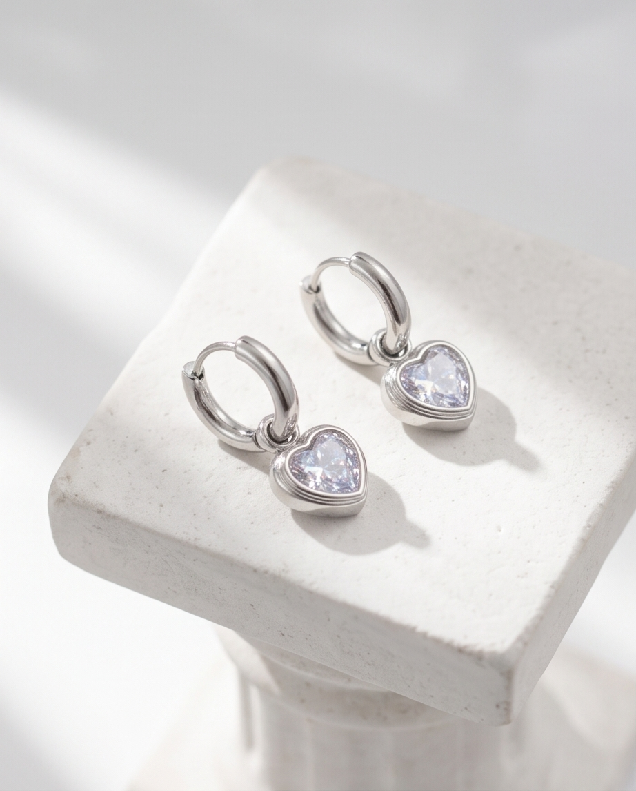 Boucles d’oreilles cœur – Douceur & lumière