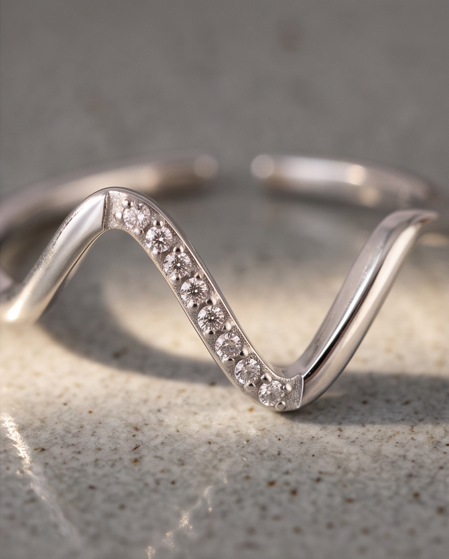 Bague Ondine en acier inoxydable argentée