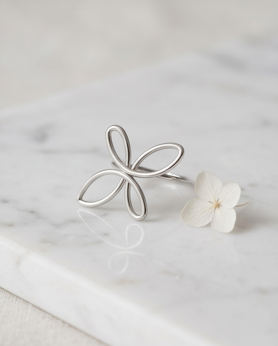 Flower Ring – adjustable stainless steel