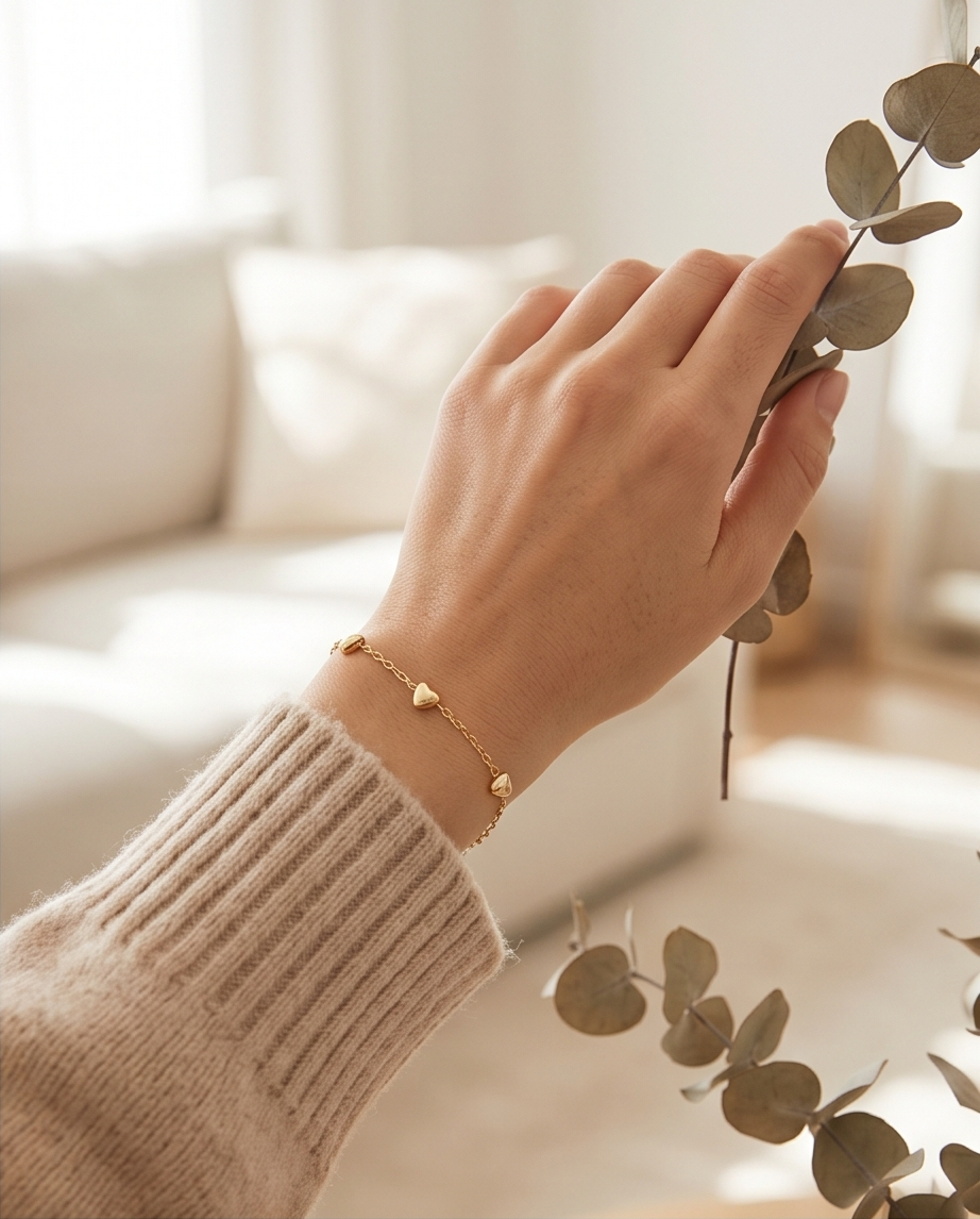 Stainless Steel Heart Bracelet – Gold 💖✨