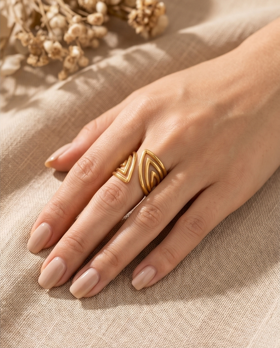 Ring Roestvrij Staal Opengewerkte Driehoeken – Goud- of Zilverkleurig: Zilver