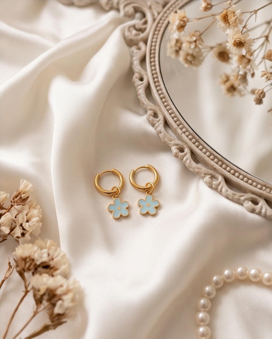 Blue flower earrings