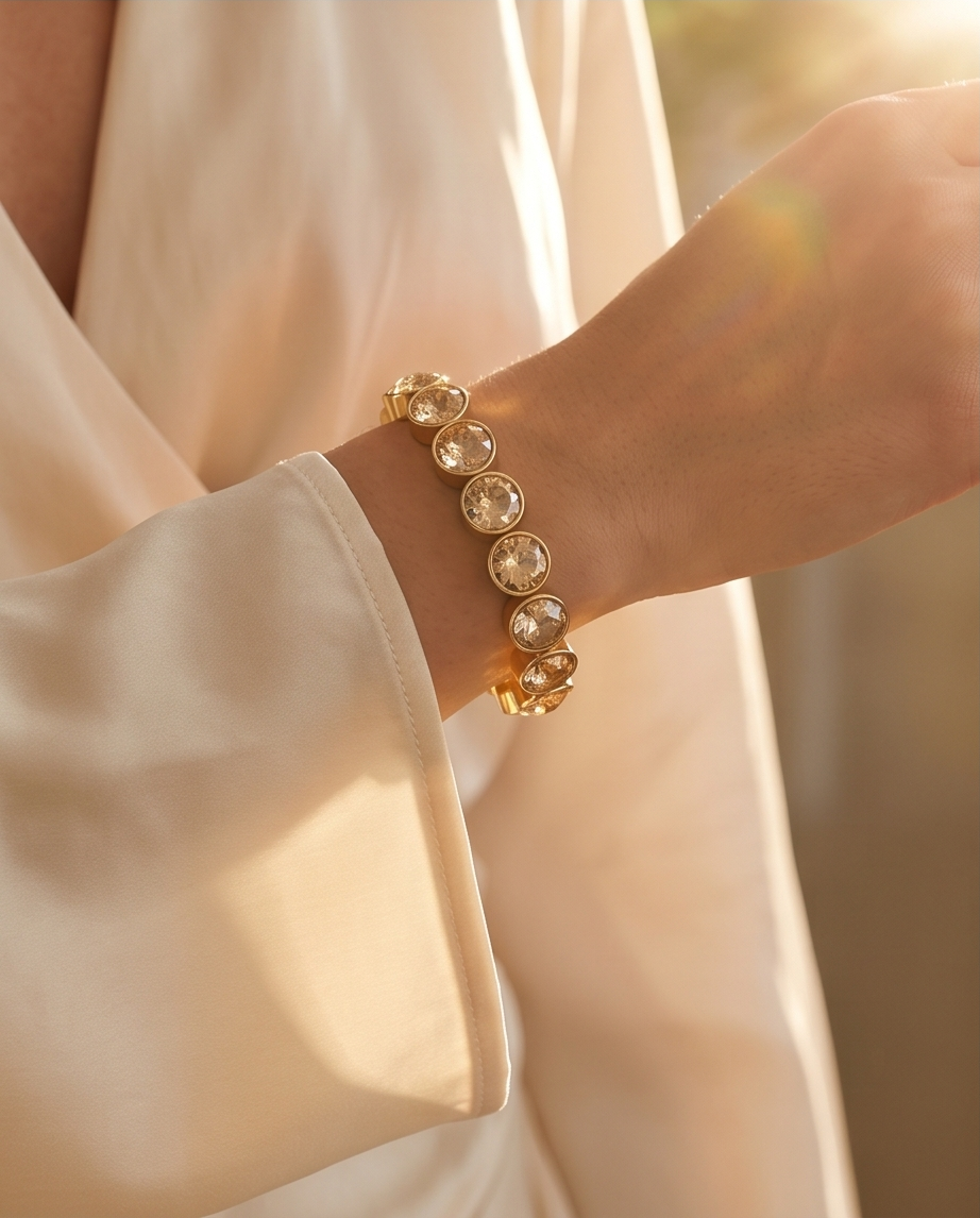 Bracelet Princesse élastique champagne ou blanc – Douceur & glow