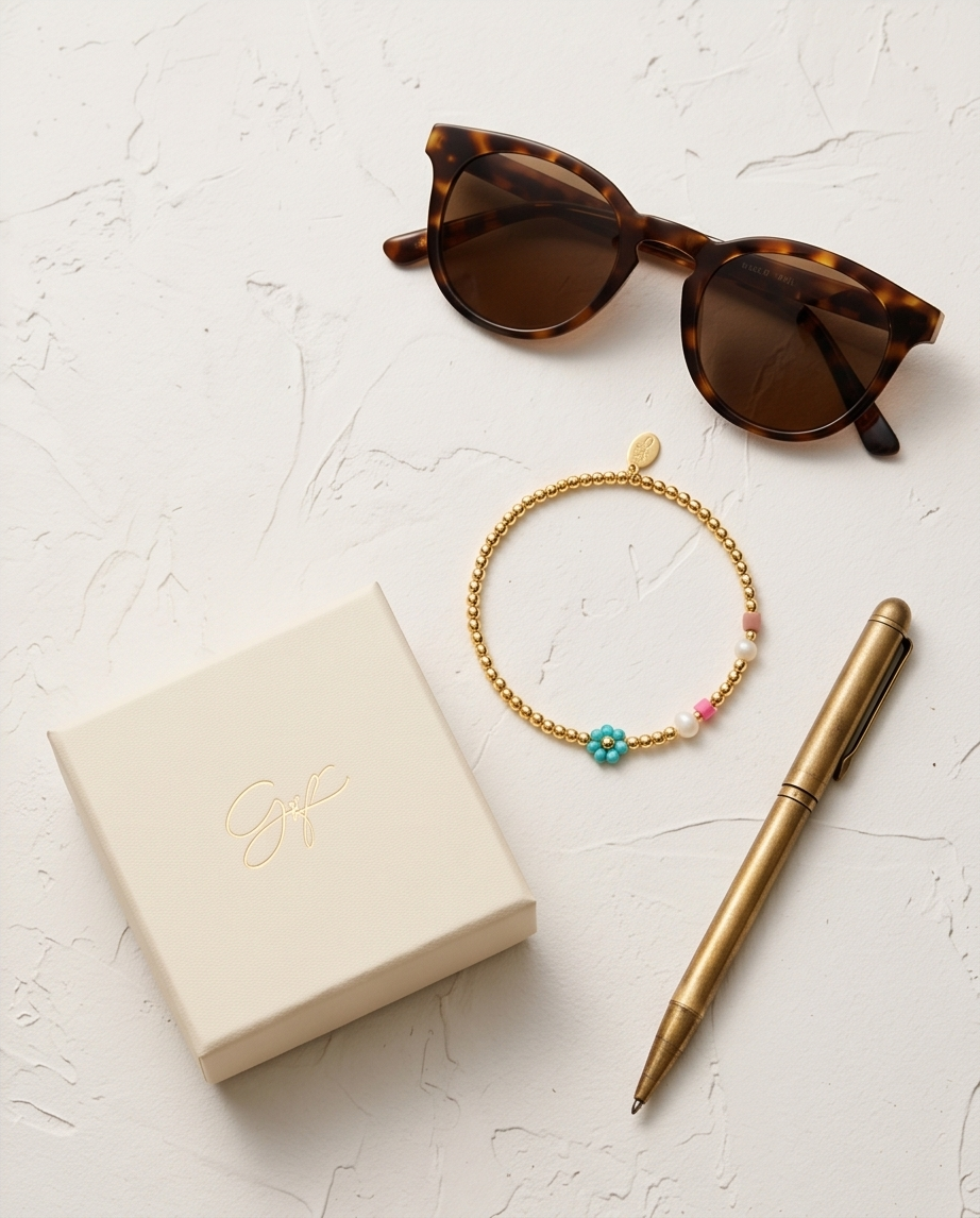 Flower Bracelet – Green & Gold 🌼💚