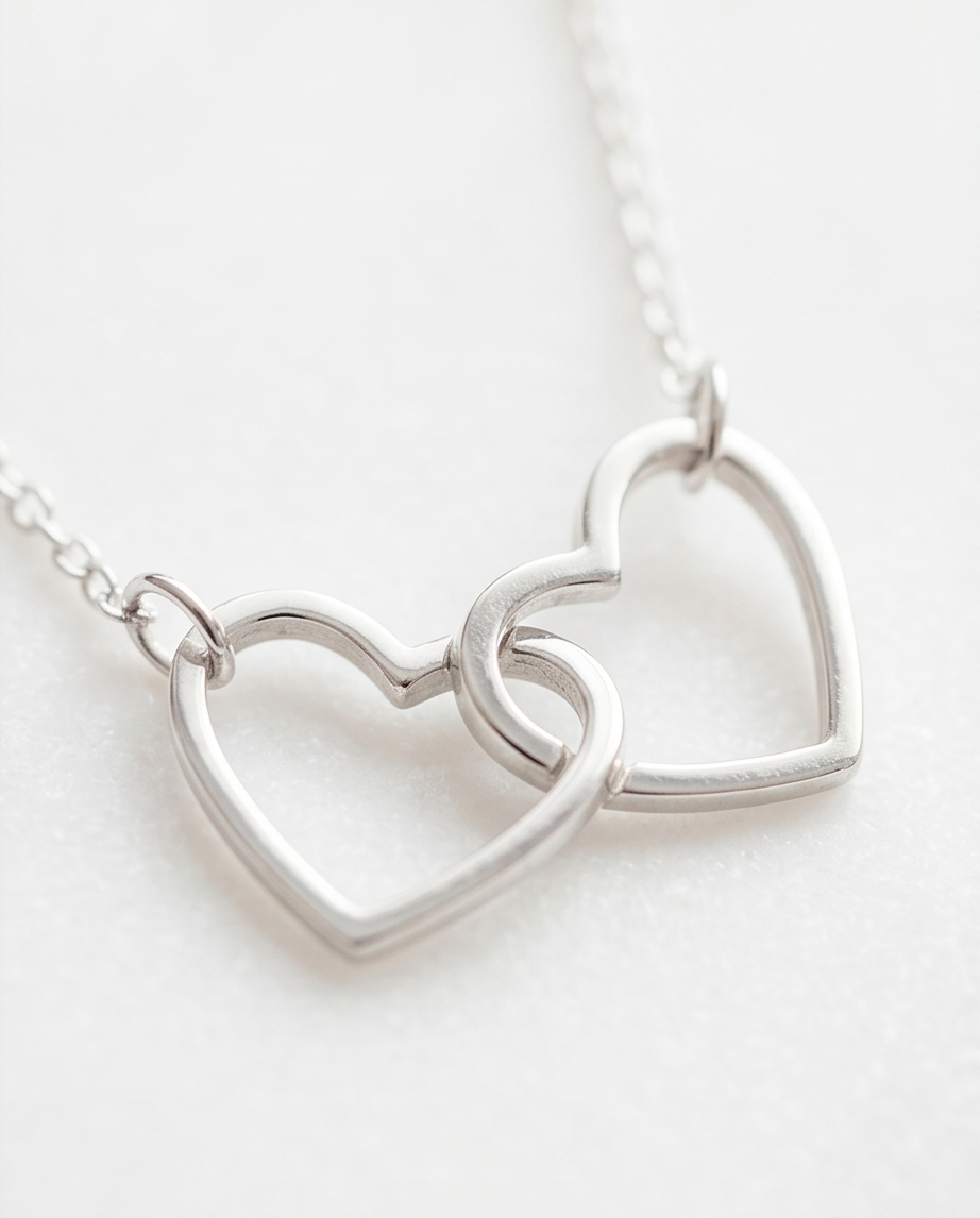 Verzilverde Dubbele Hart Ketting van Roestvrij Staal 💖✨