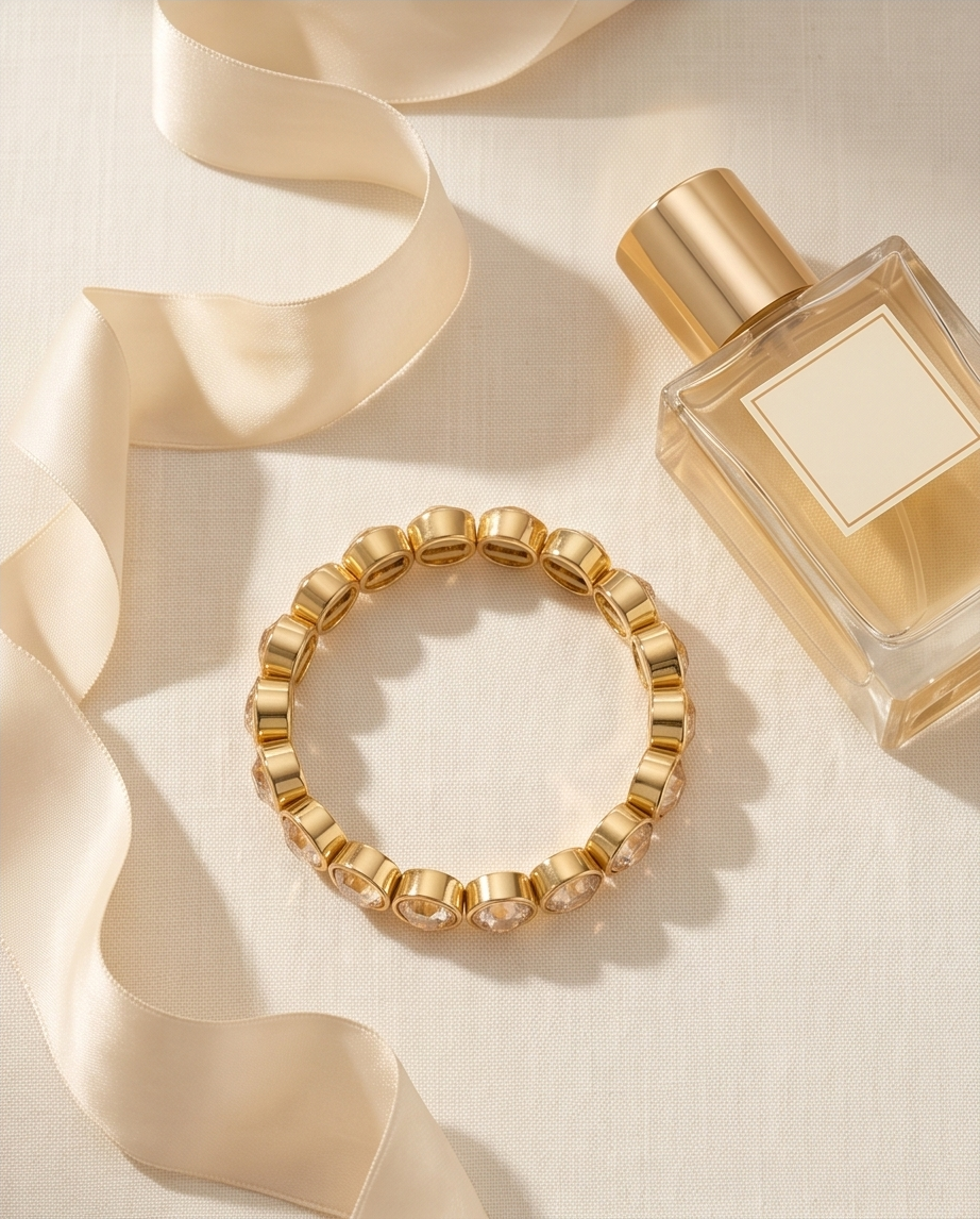 Bracelet Princesse élastique champagne ou blanc – Douceur & glow