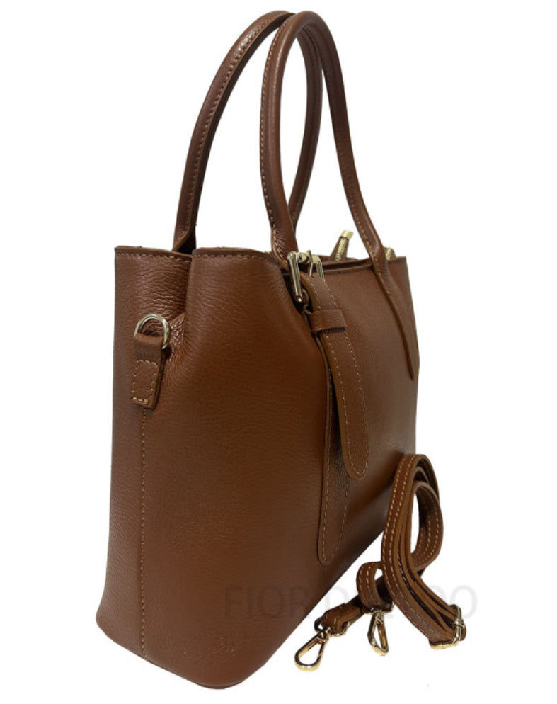Leren handtas - Ernesta Camel