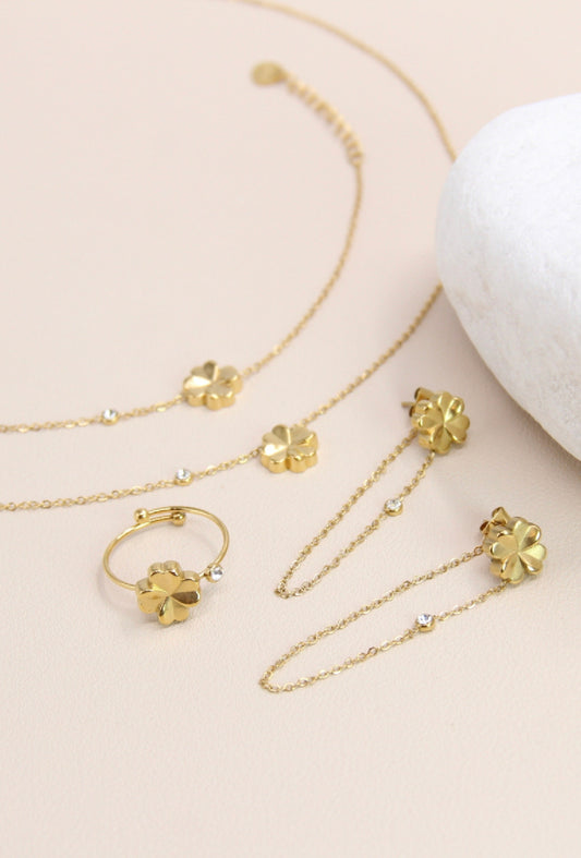 Parure fleur orné de strass ajustable