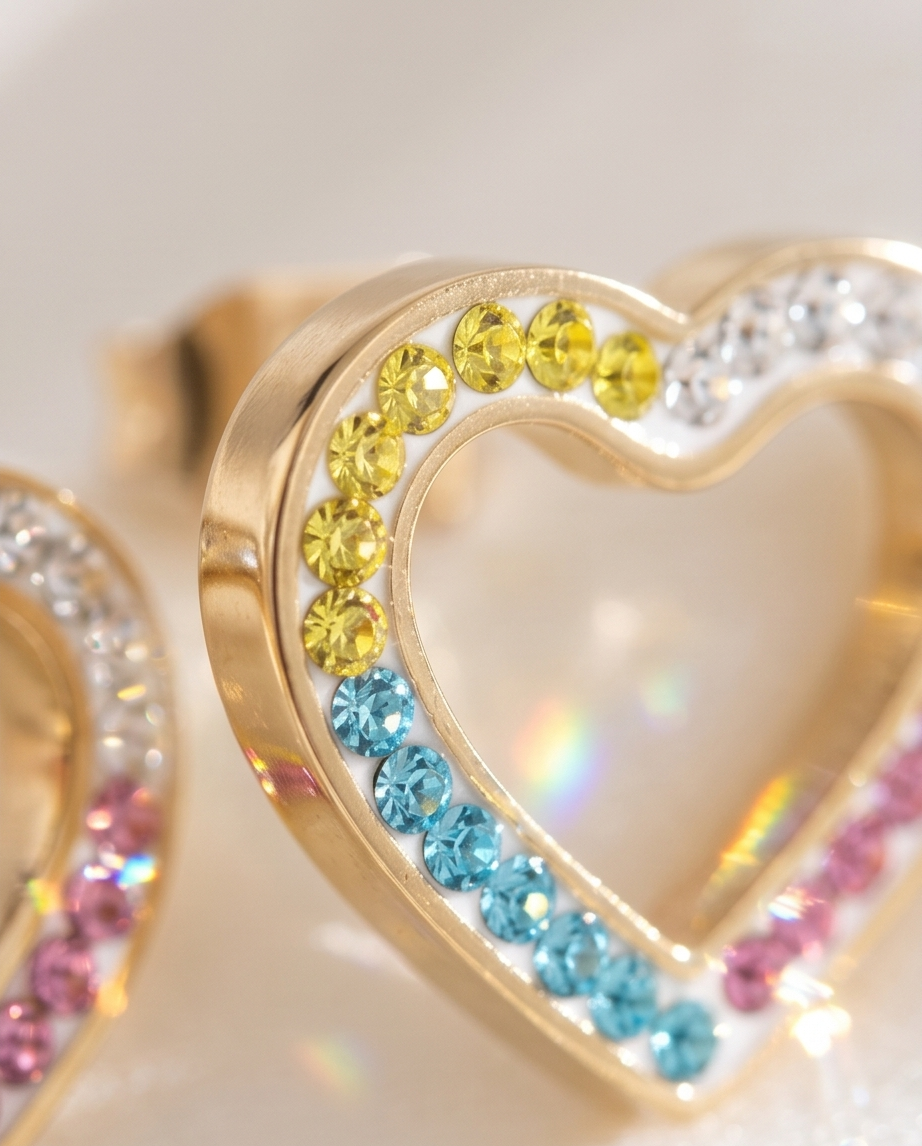 Tilly heart rhinestone earrings
