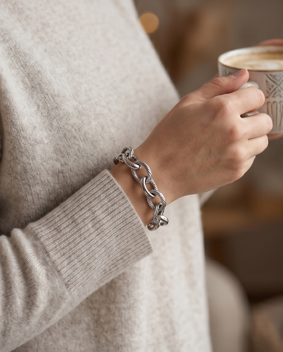 Oniva chunky chain bracelet: Silver