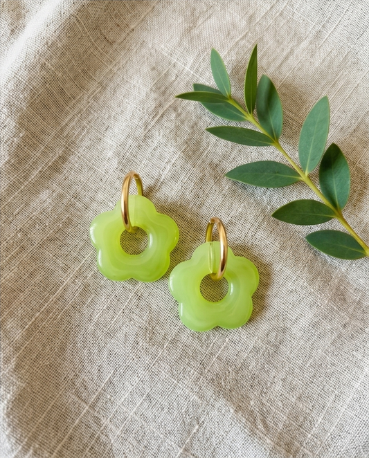 Boucles d’oreilles fleur vert