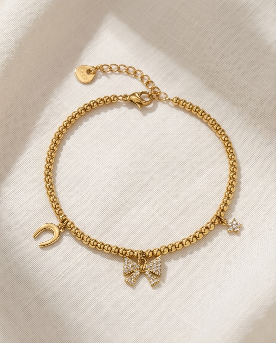 Bracelet Porte Bonheur Doré en Acier Inoxydable 🍀✨