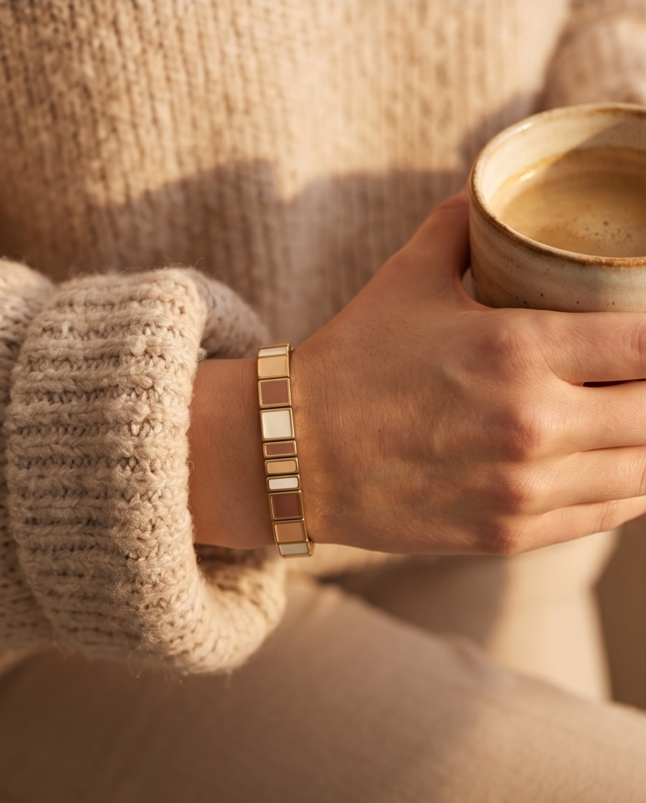 Huye Beige Elastic Bracelet - Natural & Trendy Vibe