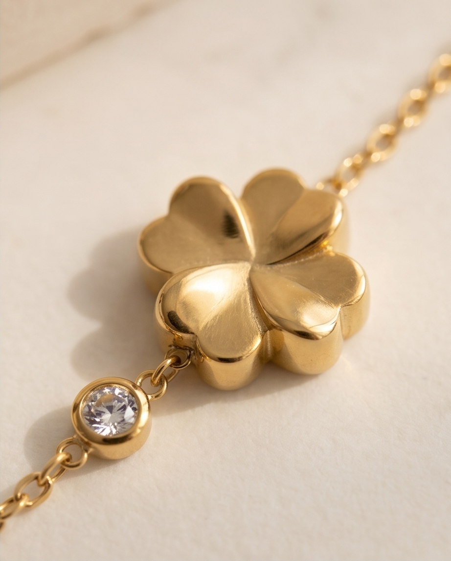 Bracelet fleur orné de strass ajustable – Doré ✨🌸