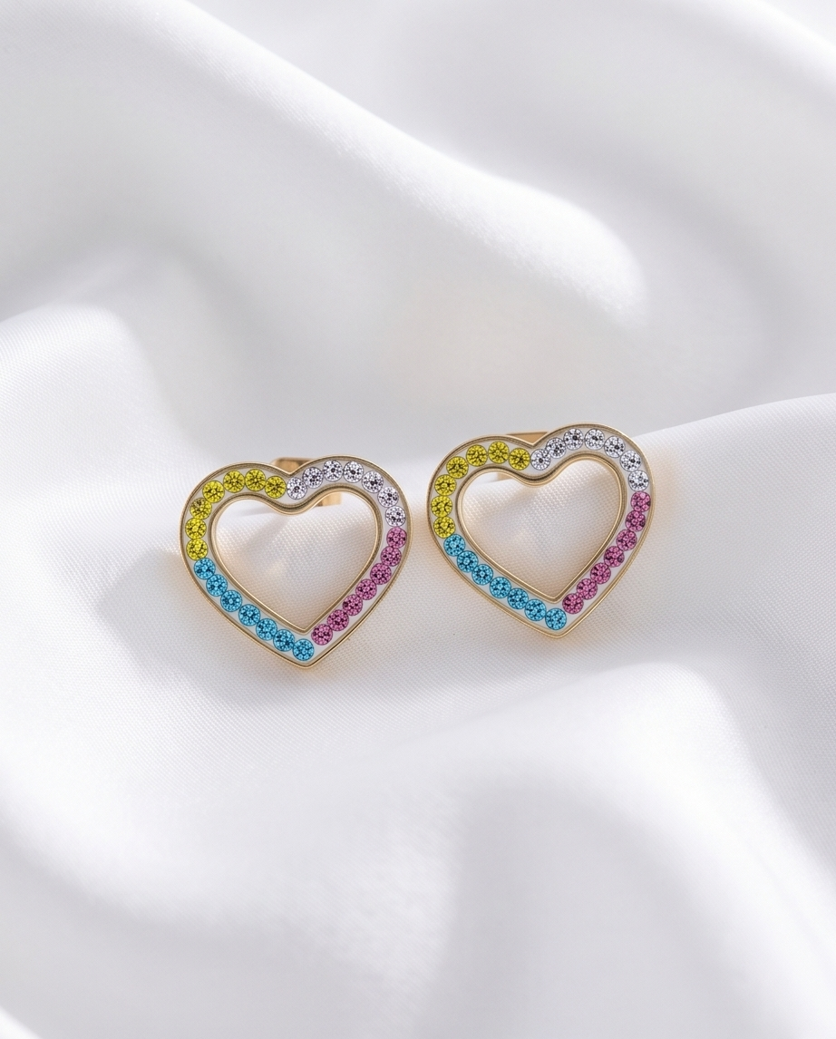 Tilly heart rhinestone earrings