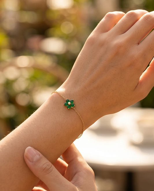 Bracelet Aura vert en acier inoxydable – Énergie naturelle